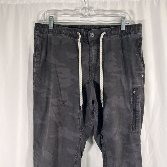 Vuori Hiking Pants Women's XL Grey Camo Drawstring Zip Cargo Pockets Stain - Picture 3 of 11